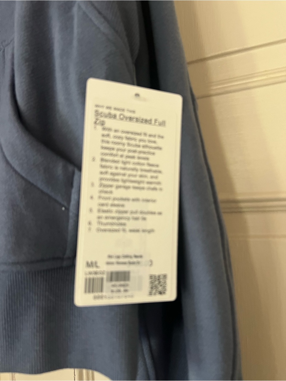 NWT Lululemon Scuba Oversized Full Zip Hoodie M/L Blue Funnel Neck Zip Up - Picture 2 of 5